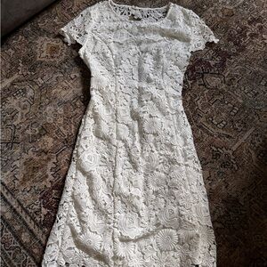 Lulu's White Sheath Mini Dress with Crew Neck